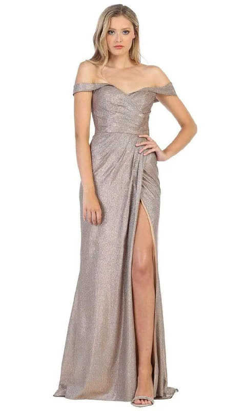 Lace - Embellished Women Dress for an Elegant and Sophisticated AppearanceLace - Embellished Women Dress for an Elegant and Sophisticated AppearanceMay Queen - MQ1724 Ruched Off-Shoulder Dress with Slit Lace - Embellished Women Dress for an Elegant and Sophisticated AppearanceLace - Embellished Women Dress for an Elegant and Sophisticated AppearanceMay Queen - MQ1724 Ruched Off-Shoulder Dress with Slit