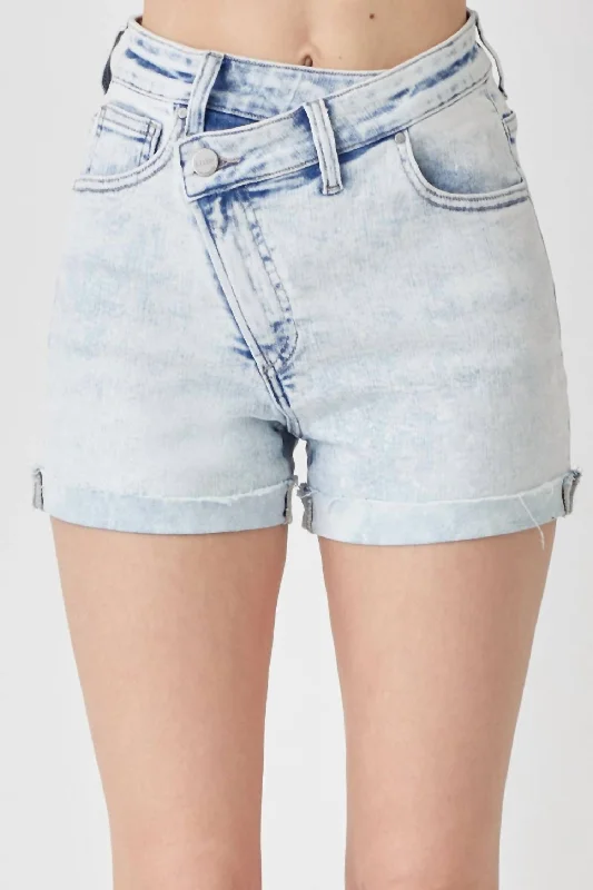 Solid Color Women Shorts in Bright Hues for a Bold StatementSolid Color Women Shorts in Bright Hues for a Bold StatementDenim High-Rise Cuffed Crossbody Shorts In Light Acid