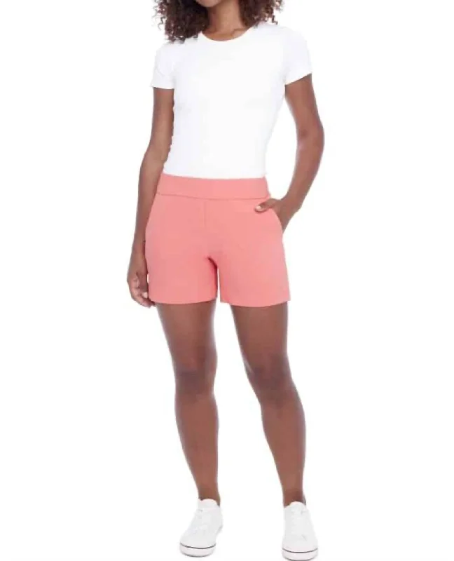 Stretchable Women Shorts for Maximum MobilityStretchable Women Shorts for Maximum MobilityLisa Solid Palermo Shorts In Flamingo Stretchable Women Shorts for Maximum MobilityStretchable Women Shorts for Maximum MobilityLisa Solid Palermo Shorts In Flamingo