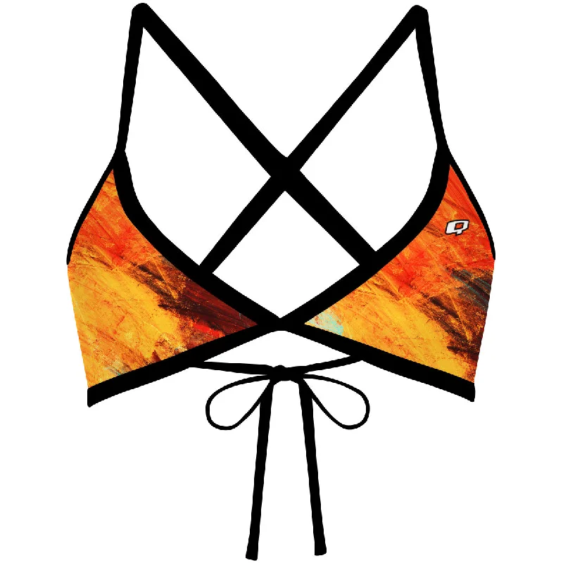 Sustainable women swimwear made from recycled materials for eco - conscious beachgoersAmber - Tieback Bikini Top Sustainable women swimwear made from recycled materials for eco - conscious beachgoersAmber - Tieback Bikini Top