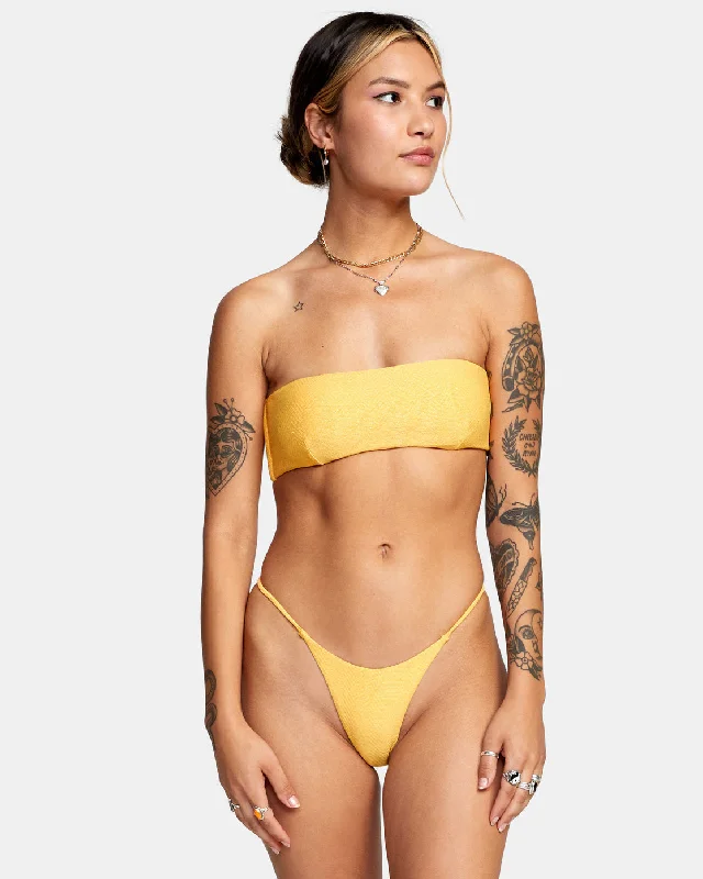 Ruched women swimwear with fabric gathers for a slimming effectBrightside Bandeau Bikini Top - Marigold Ruched women swimwear with fabric gathers for a slimming effectBrightside Bandeau Bikini Top - Marigold