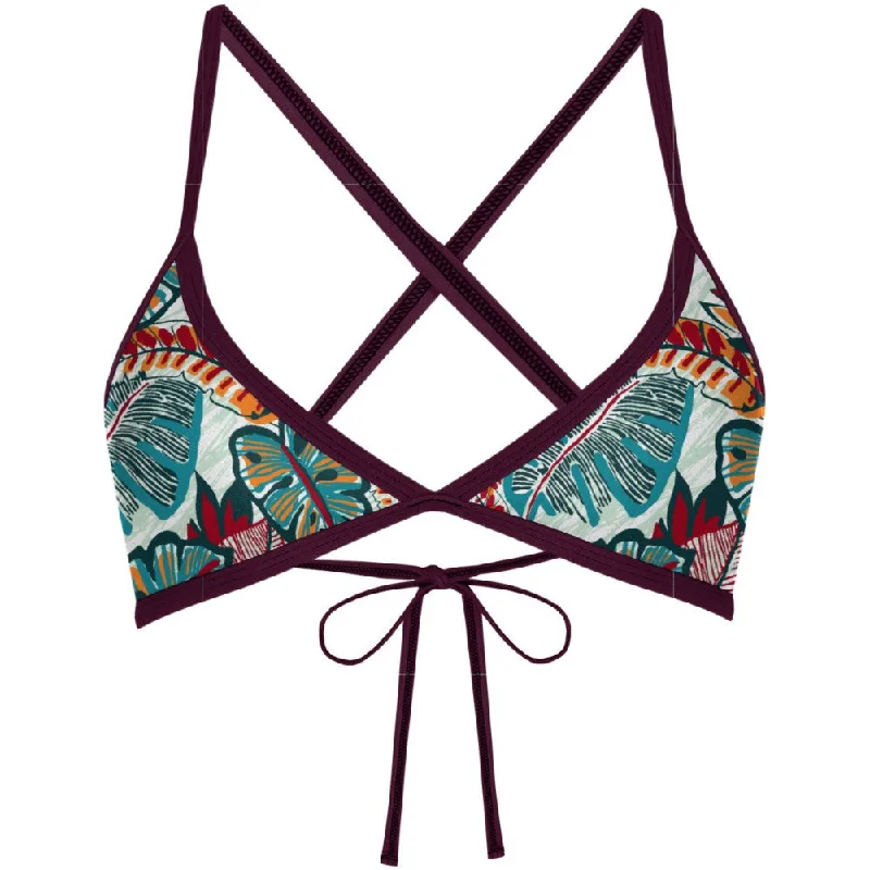 One - piece women swimwear with cut - outs for a stylish and modern appealFlower Forest Tieback Bikini Top One - piece women swimwear with cut - outs for a stylish and modern appealFlower Forest Tieback Bikini Top