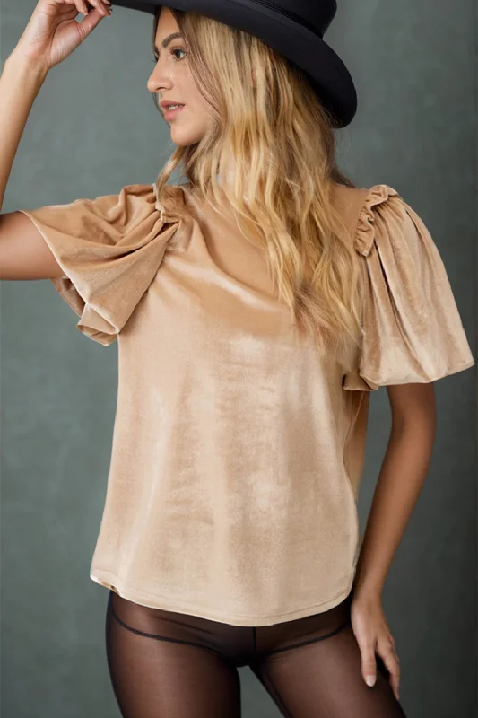 Crop Bodysuits to Pair with High - Waisted BottomsFrill Mock Neck Short Sleeve Blouse Crop Bodysuits to Pair with High - Waisted BottomsFrill Mock Neck Short Sleeve Blouse