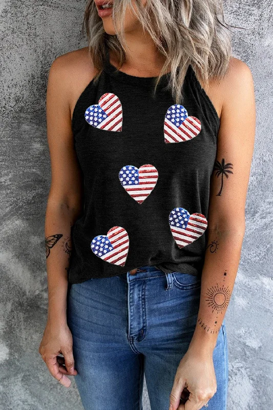 Cut - Out Bodysuits for a Trendy and Fashion - Forward StyleHeart US Flag Round Neck Grecian Neck Tank Cut - Out Bodysuits for a Trendy and Fashion - Forward StyleHeart US Flag Round Neck Grecian Neck Tank