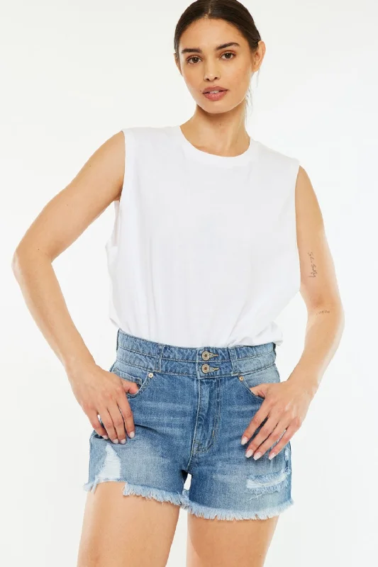 Ruffled Bodysuits with a Playful and Feminine TouchKancan Full Size High Rise Raw Hem Denim Shorts Ruffled Bodysuits with a Playful and Feminine TouchKancan Full Size High Rise Raw Hem Denim Shorts