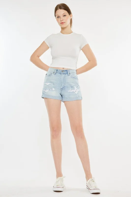 Maternity Bodysuits for Expecting Mothers' ComfortKancan High Rise Repaired Mom Denim Shorts Maternity Bodysuits for Expecting Mothers' ComfortKancan High Rise Repaired Mom Denim Shorts