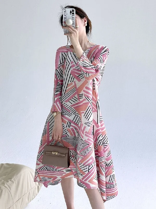 Printed Bodysuits with Floral Patterns for a Feminine VibeMiyake Pleated Round Neck A-Line Midi Dress Printed Bodysuits with Floral Patterns for a Feminine VibeMiyake Pleated Round Neck A-Line Midi Dress