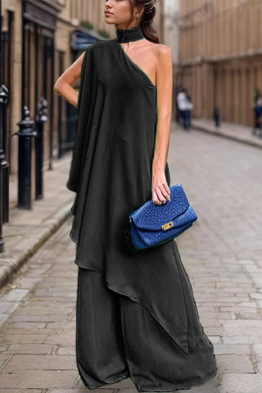 Sheer Bodysuits for a Seductive and Alluring OutfitMock Neck Single Shoulder Top and Pants Set Sheer Bodysuits for a Seductive and Alluring OutfitMock Neck Single Shoulder Top and Pants Set