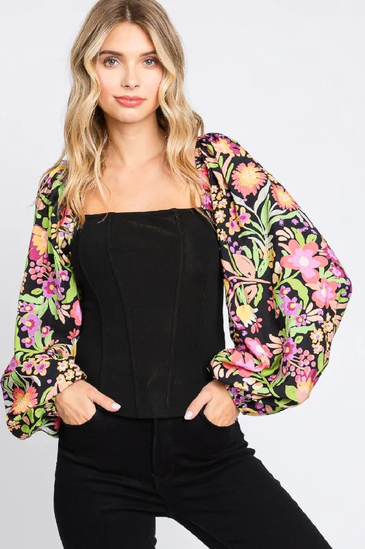 Ruffled Bodysuits with a Playful and Feminine TouchFloral Balloon Sleeve Blouse