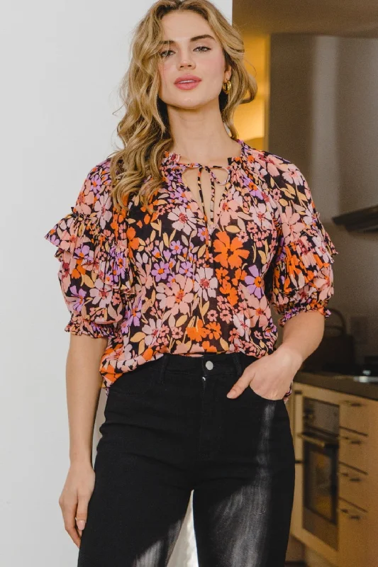 Metallic Bodysuits for a Glitzy and Glamorous Night OutFloral Tie Neck Ruffled Blouse Metallic Bodysuits for a Glitzy and Glamorous Night OutFloral Tie Neck Ruffled Blouse