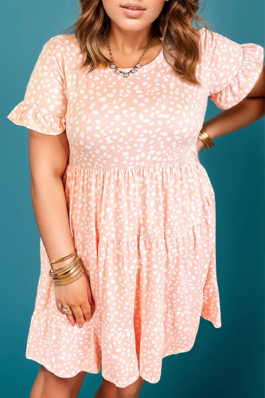 Crop Bodysuits to Pair with High - Waisted BottomsPlus Size Printed Round Neck Flounce Sleeve Mini Dress Crop Bodysuits to Pair with High - Waisted BottomsPlus Size Printed Round Neck Flounce Sleeve Mini Dress
