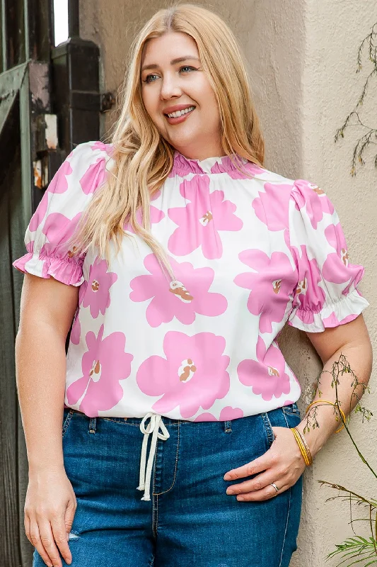 Metallic Bodysuits for a Glitzy and Glamorous Night OutPlus Size Printed Round Neck Short Sleeve Top
