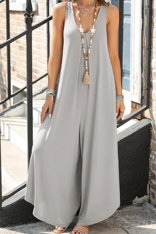 Sleeveless Bodysuits for a Cool and Casual Summer LookPocketed Scoop Neck Wide Leg Jumpsuit Sleeveless Bodysuits for a Cool and Casual Summer LookPocketed Scoop Neck Wide Leg Jumpsuit