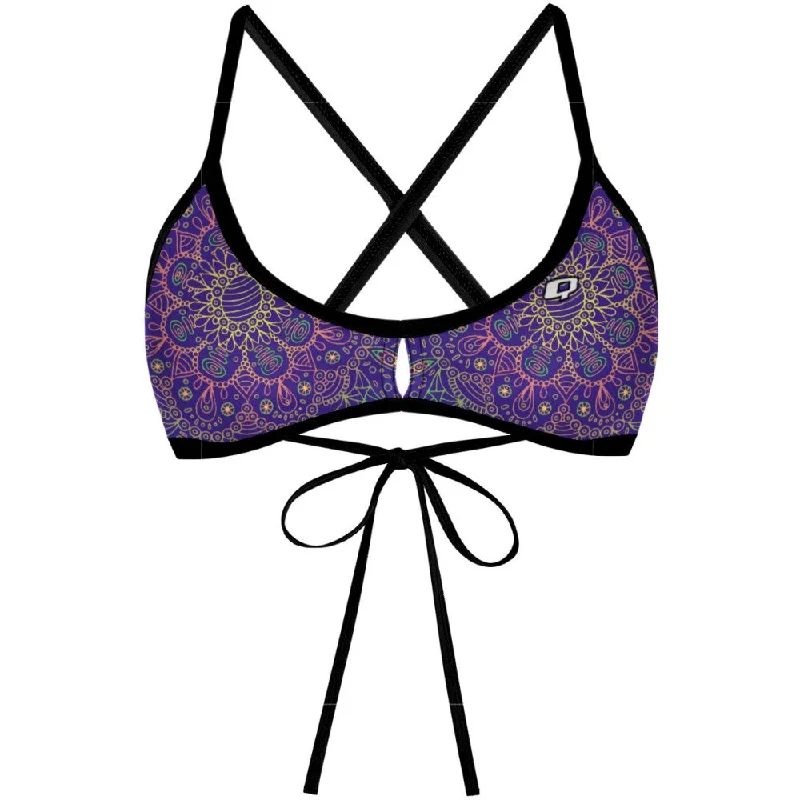 Push - up women swimwear to enhance the bust for a more confident beach lookPurple Mandala Demi Tieback Bikini Top Push - up women swimwear to enhance the bust for a more confident beach lookPurple Mandala Demi Tieback Bikini Top