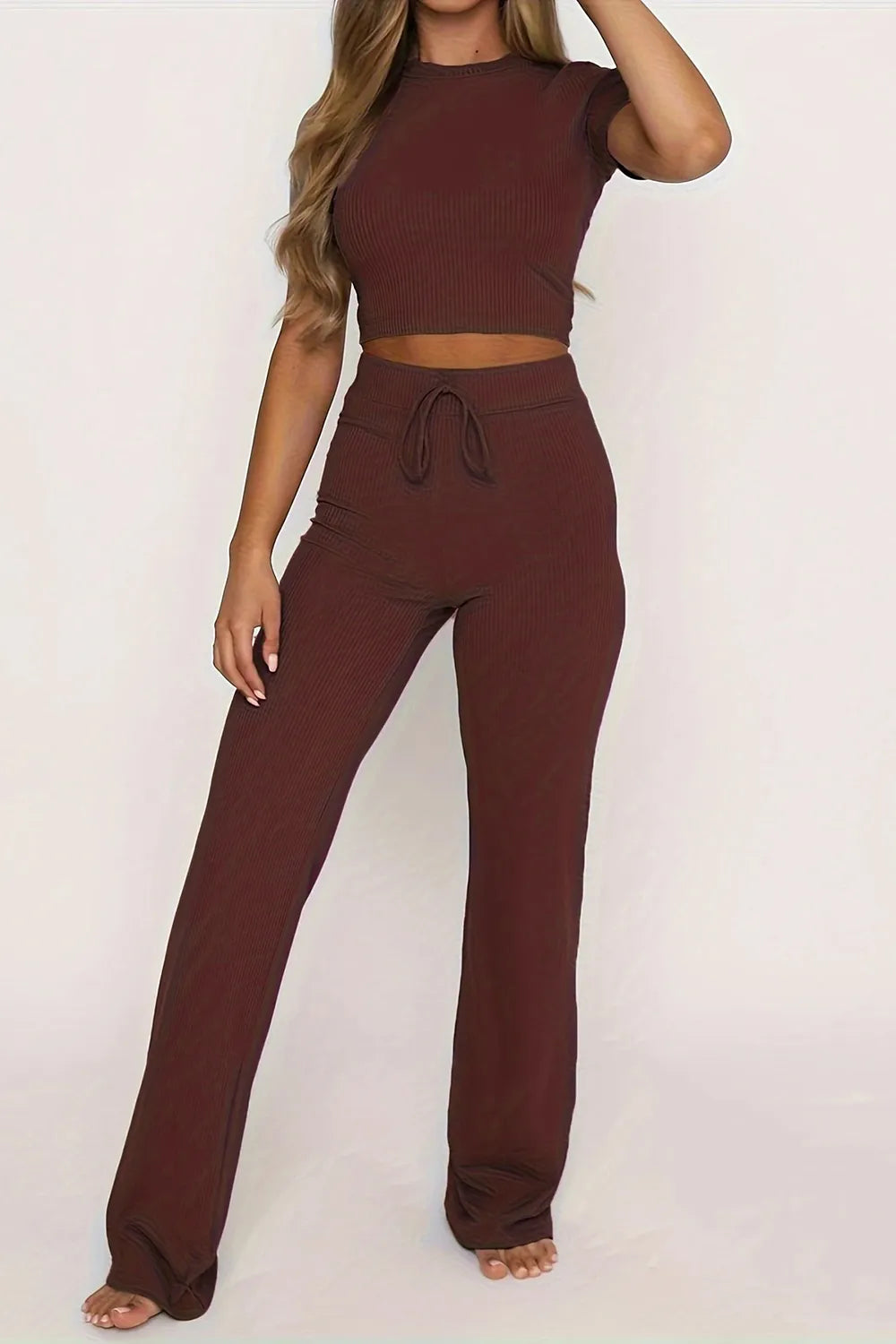Sheer Bodysuits for a Seductive and Alluring OutfitRound Neck Short Sleeve Top and Pants Set Sheer Bodysuits for a Seductive and Alluring OutfitRound Neck Short Sleeve Top and Pants Set