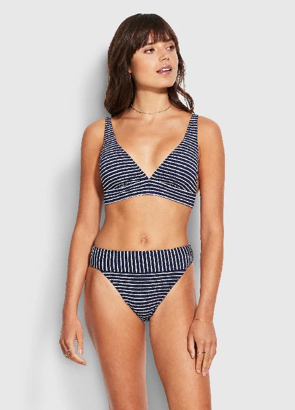 Lace - trimmed women swimwear for an elegant and romantic touchSeaside Stripe Banded Hi Rise Pant - True Navy Lace - trimmed women swimwear for an elegant and romantic touchSeaside Stripe Banded Hi Rise Pant - True Navy