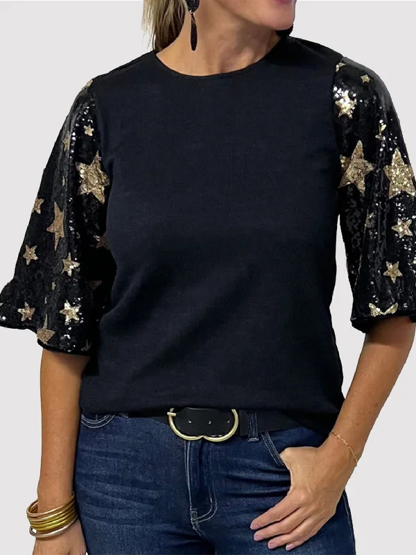 Metallic Bodysuits for a Glitzy and Glamorous Night OutSequin Round Neck Half Sleeve Blouse Metallic Bodysuits for a Glitzy and Glamorous Night OutSequin Round Neck Half Sleeve Blouse