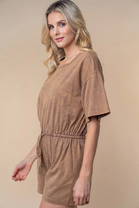 Sheer Bodysuits for a Seductive and Alluring OutfitShort Sleeve Drawstring Romper