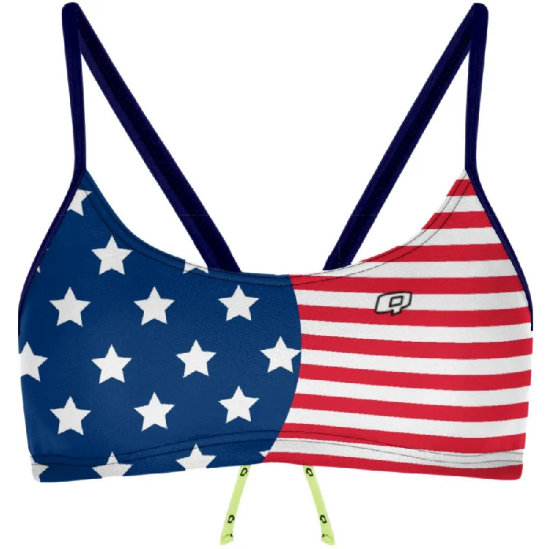Rash - guard women swimwear for sun protection during water sportsStars and strips Bandeau Bikini Top Rash - guard women swimwear for sun protection during water sportsStars and strips Bandeau Bikini Top