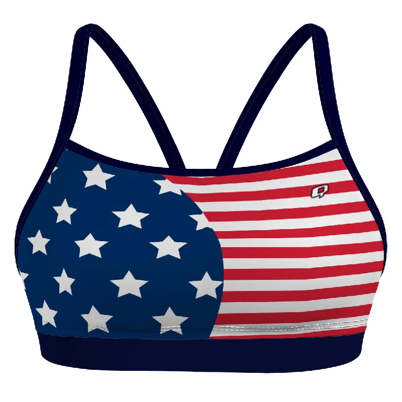 One - piece women swimwear with cut - outs for a stylish and modern appealStars and strips Classic Sports Bikini Top One - piece women swimwear with cut - outs for a stylish and modern appealStars and strips Classic Sports Bikini Top