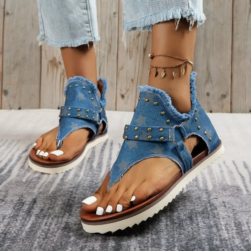 Compression Bodysuits for Post - Workout RecoveryStudded Raw Hem Flat Sandals