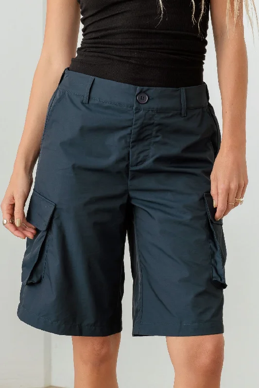 Ruffled Bodysuits with a Playful and Feminine TouchNavy Cargo Bermuda Shorts