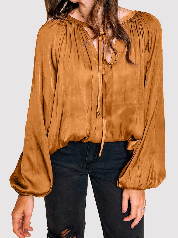 Convertible Straps Bodysuits for Multiple Styling OptionsTie Neck Balloon Sleeve Blouse Convertible Straps Bodysuits for Multiple Styling OptionsTie Neck Balloon Sleeve Blouse