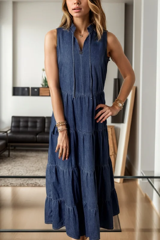 Thermal Bodysuits for Extra Warmth in WinterTie Neck Sleeveless Denim Dress