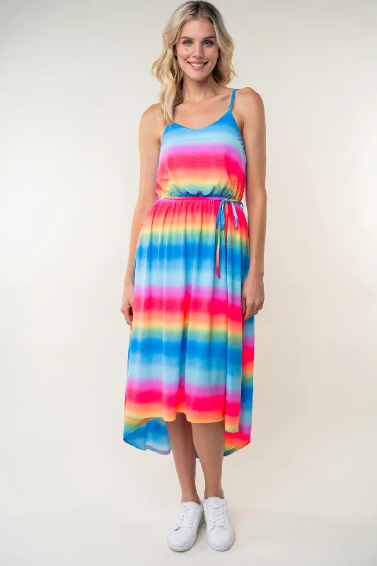 Sleeveless Bodysuits for a Cool and Casual Summer LookOmbre Striped Midi Cami Dress